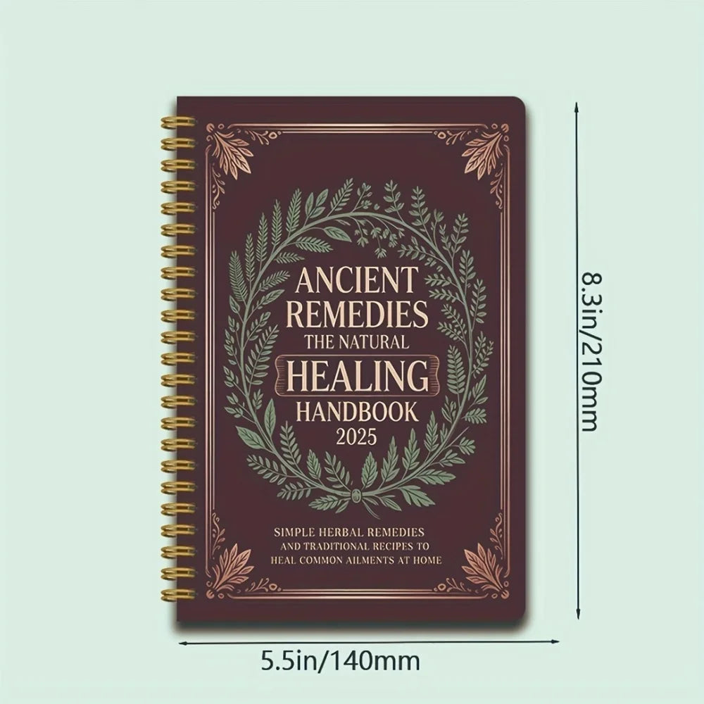Ancient Remedies 2025 | Natural Healing Spiral Journal & Vintage Wellness Notebook