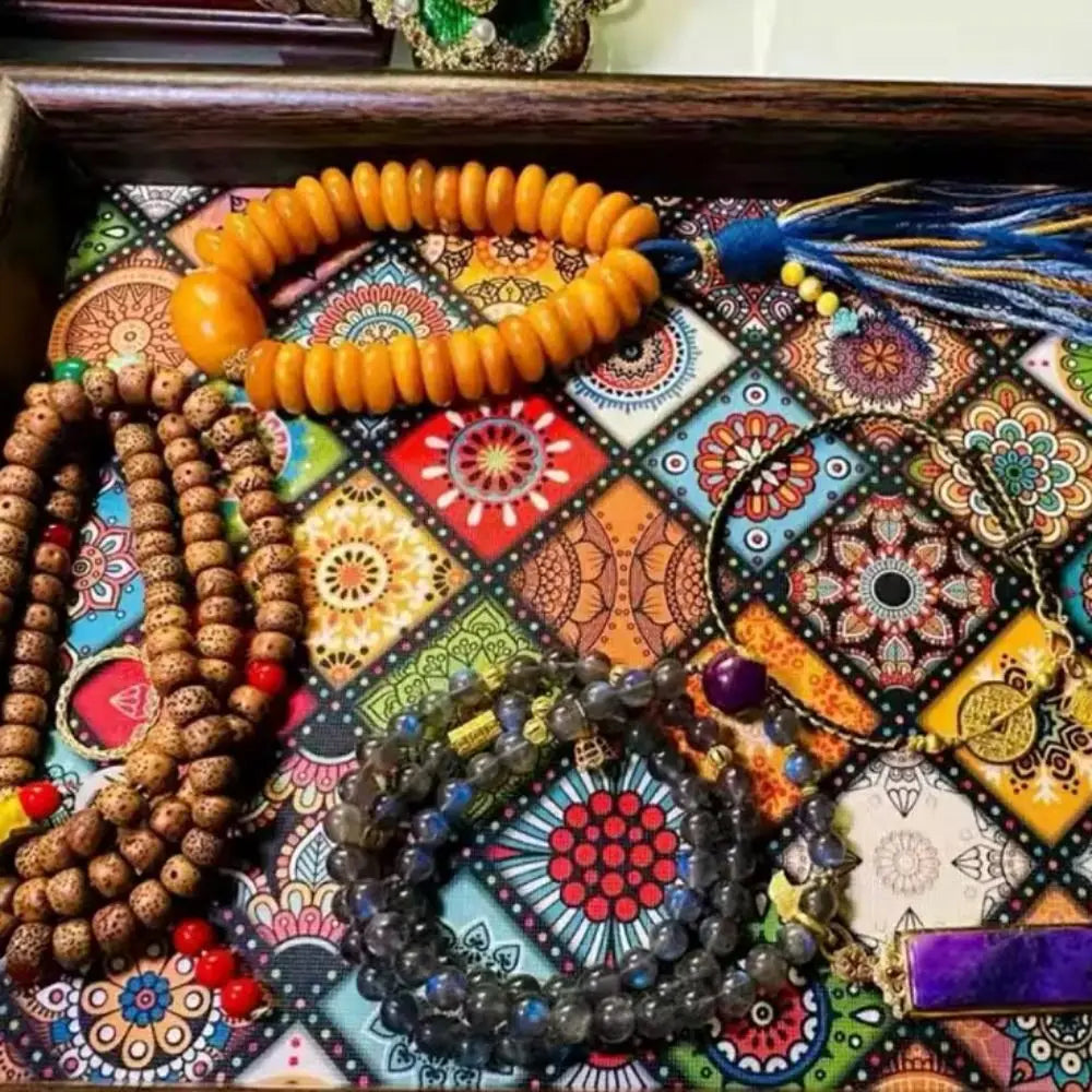 Bohemian Mosaic-Pattern Wooden Tray | 30 × 20 cm