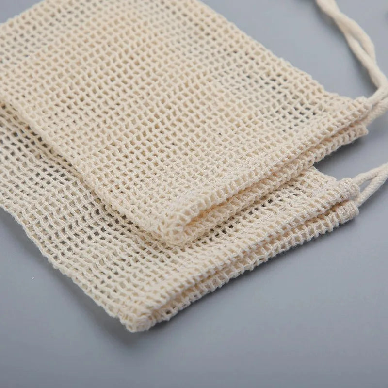 Eco-Friendly Handmade Natural Cotton Mesh Soap Pouch