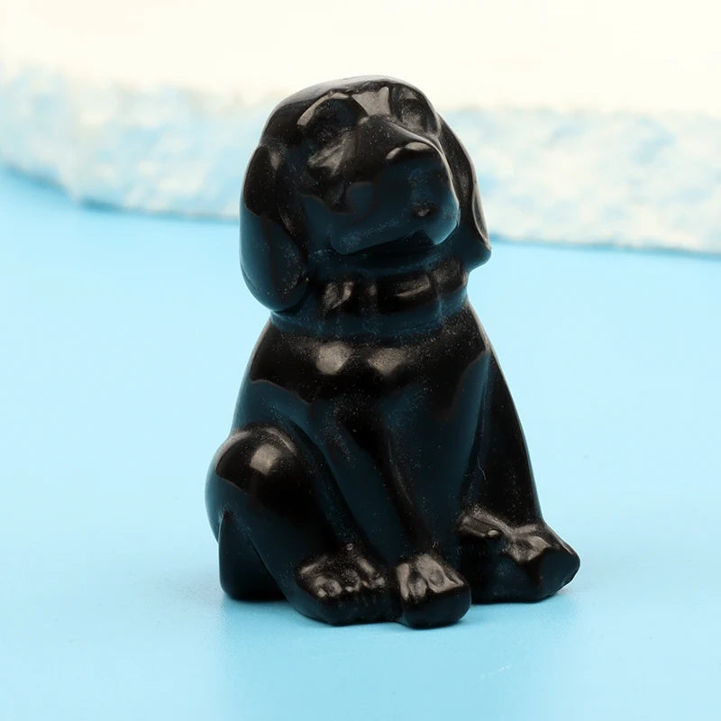 Mini Sitting Puppy Figurine | Stone & Opalite Options