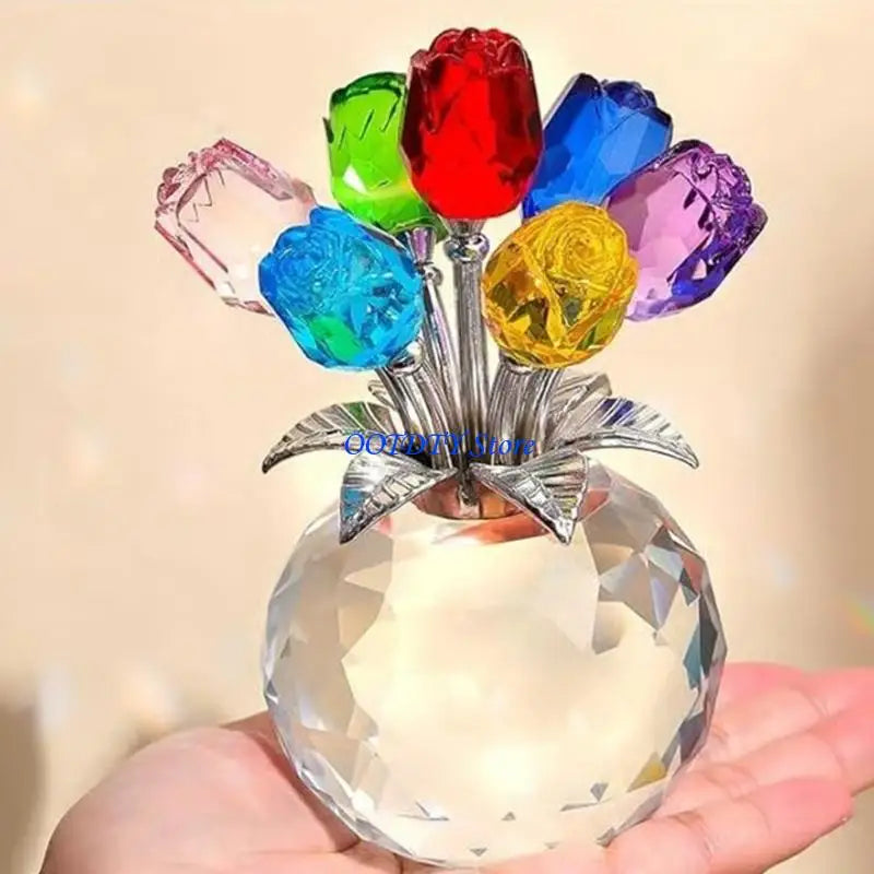 Handmade Crystal Rose Figurine — Elegant Flower Gift for Her