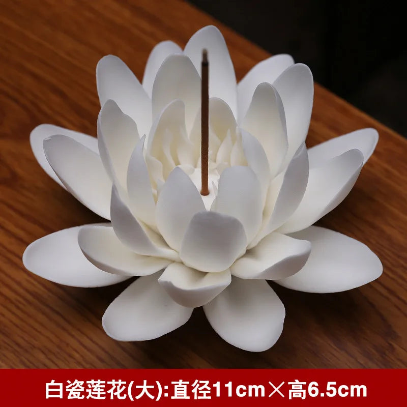 Ceramic White Lotus Incense Burner | Stick Holder & Censer