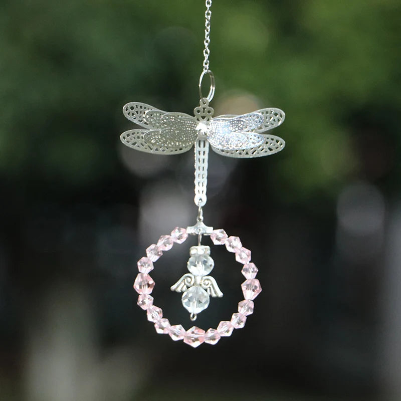 Dragonfly Crystal Suncatcher Pendant - Multicolored