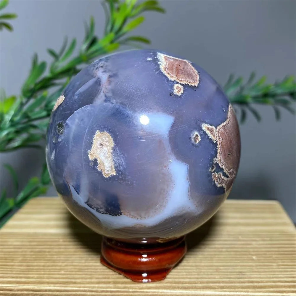 Natural Agate Crystal Sphere with Stand | Hand-Selected · Unique Flash Stone