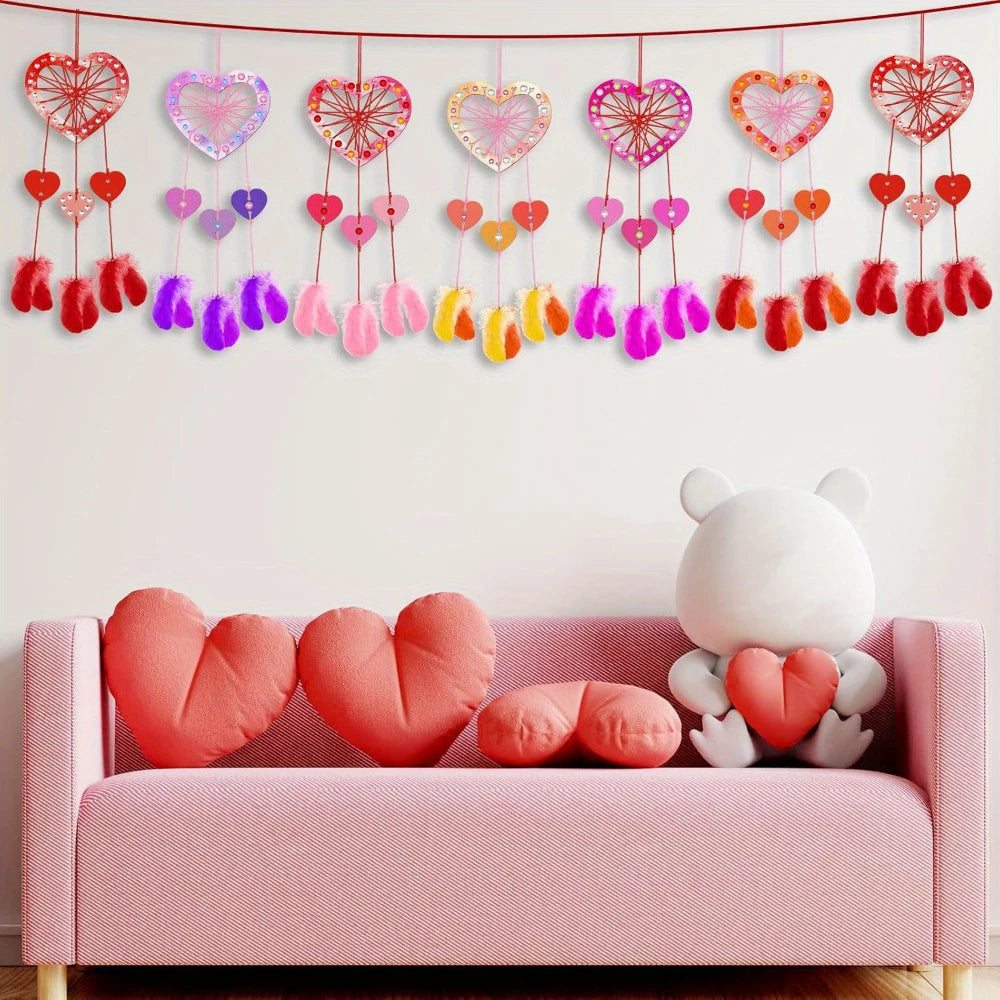 Wooden Heart Dream Catcher DIY Kit — Boho Craft Set with Feathers & Wool