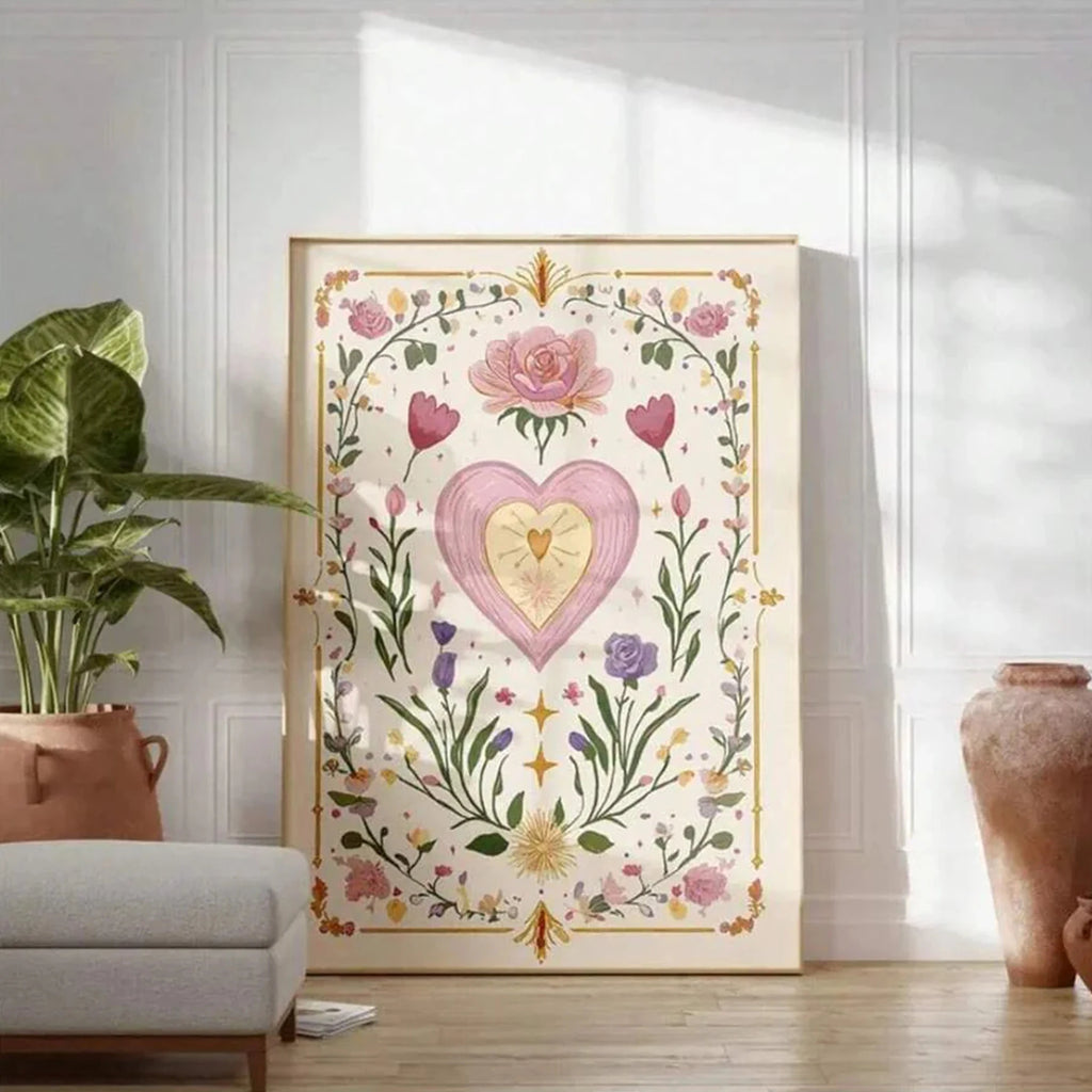 Boho Romantic Botanical Wall Art Print | Canvas Poster for Living Room & Bedroom