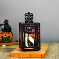 Halloween Iron Hollowed Lantern | Candle Lantern in Cat, Witch, Haunted House & Spooky Tree