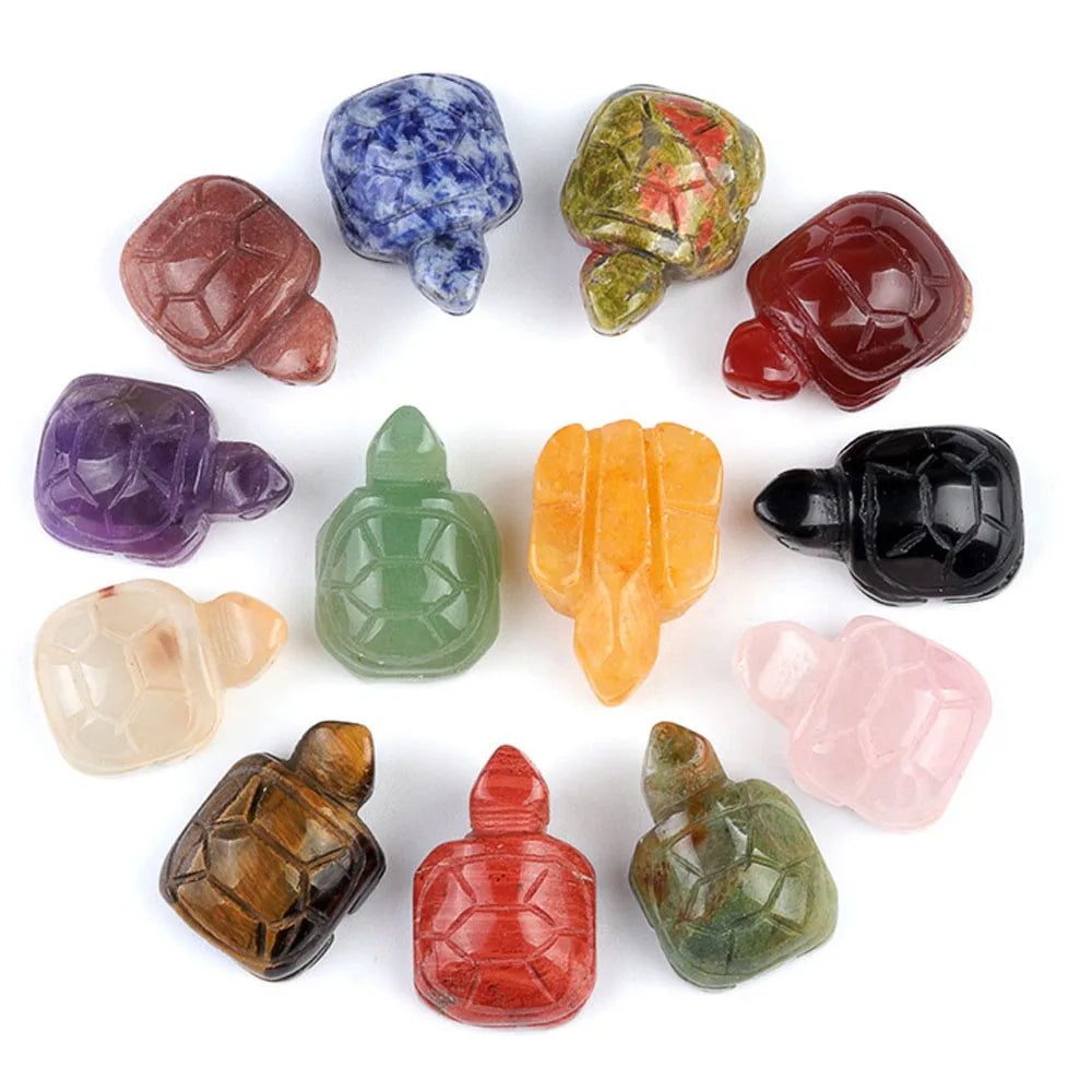 Natural Crystal Turtle Carving – Mini Gemstone Animal Figurine