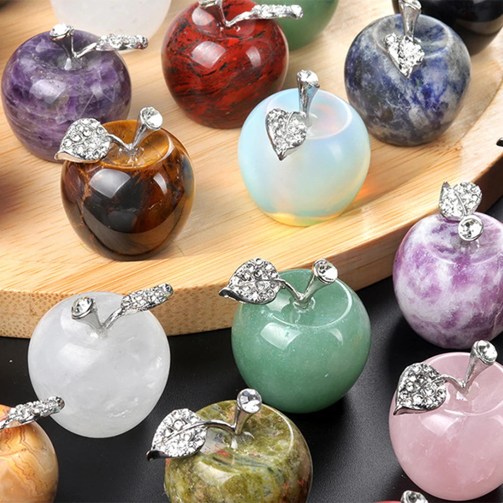 Mini Crystal & Decorative Stone Apple Carvings