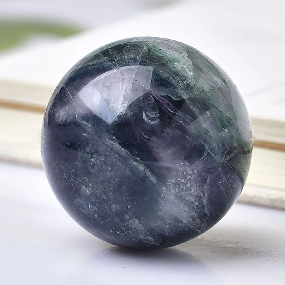 Natural Fluorite Crystal Ball Sphere | Reiki Healing & Home Décor