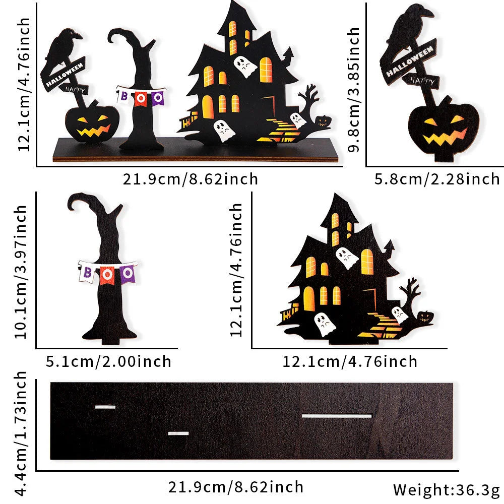 Halloween Haunted House 2D Wooden Centerpiece | Spooky Table Decor | Family Gathering Display