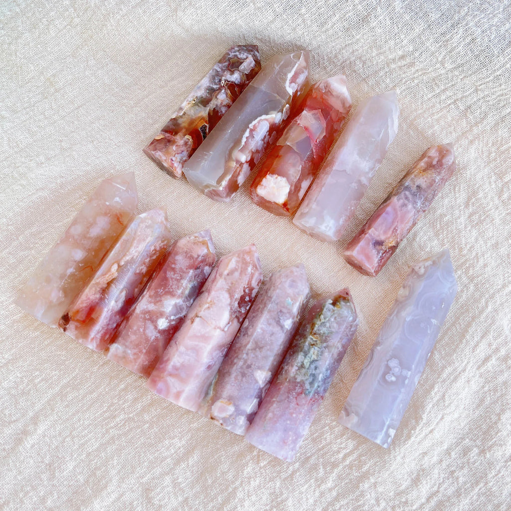Sakura Agate Crystal Tower | Cherry Agate Point