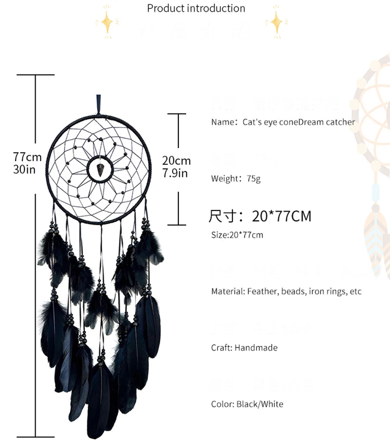 Nordic Dream Catcher Handmade  White Feather Wind Chimes Crystal Wall Pendant Birthday Festival Gifts Bedroom Hanging Ornaments