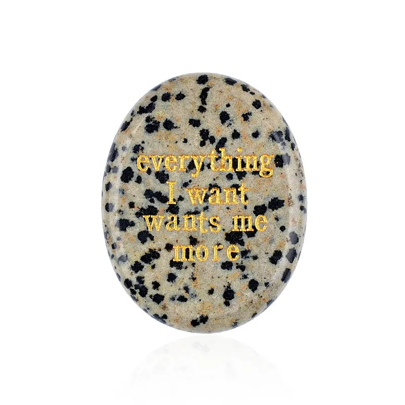Crystal Worry Stone | Engraved Healing Stone for Meditation & Chakra Balance
