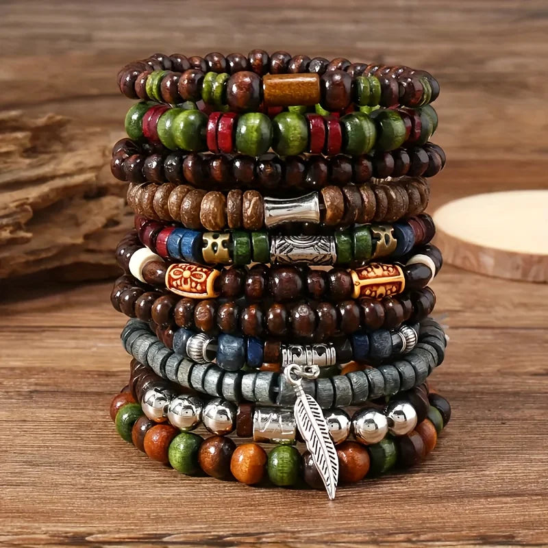 Vintage Boho Leaf Bracelet Set — 10 Pieces