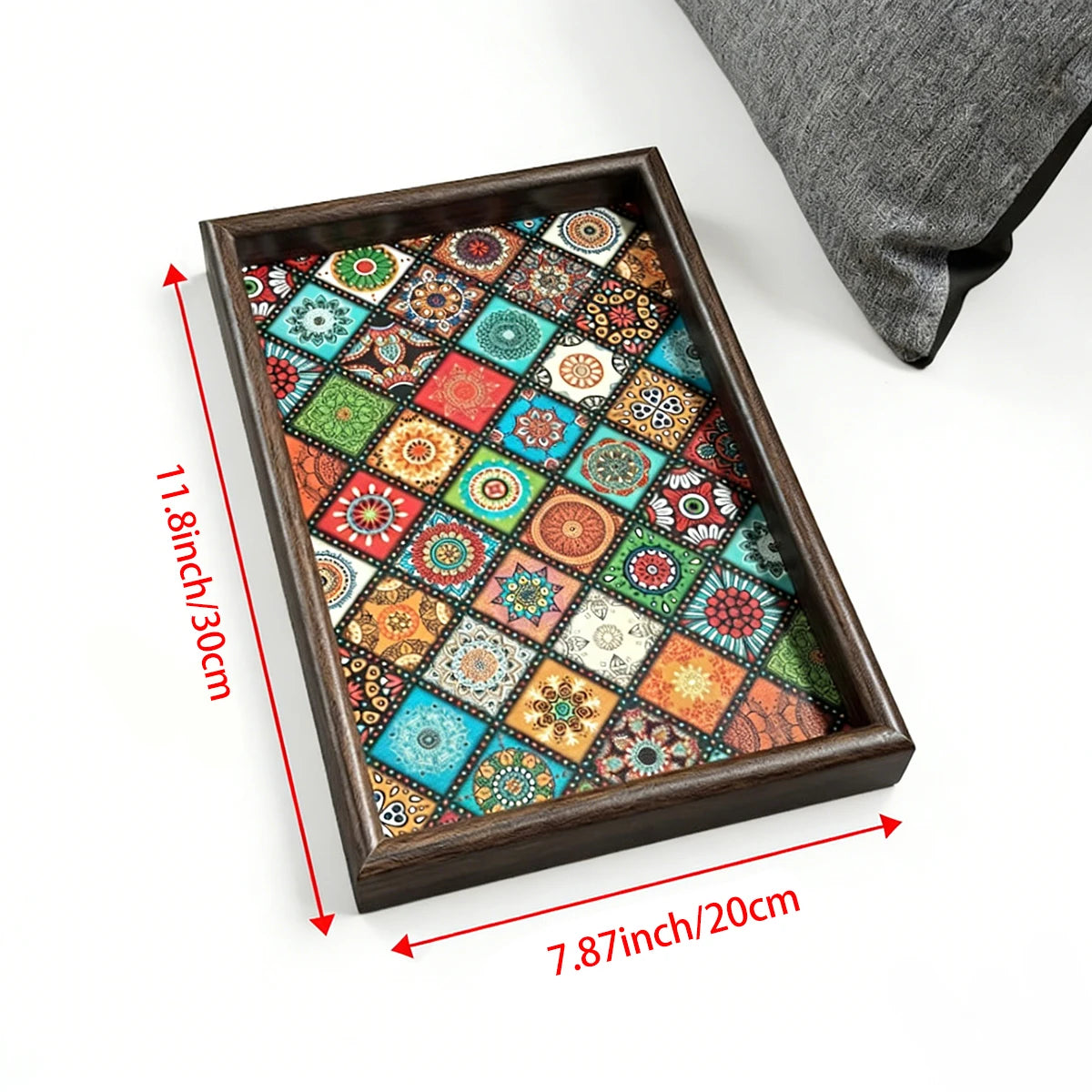 Boho Wooden Decorative Tray | Rustic Handmade Storage & Serving Tray