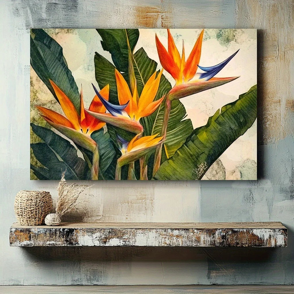 Tropical Orchid Wall Art — Boho Floral Canvas Print