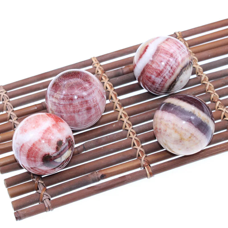 Natural Rhodochrosite Crystal Sphere | Rose Pink Healing Stone Ball
