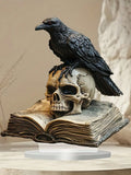 Gothic Black Crow Skull Sculpture | 2D Acrylic Desktop Decor | Halloween & Boho Home