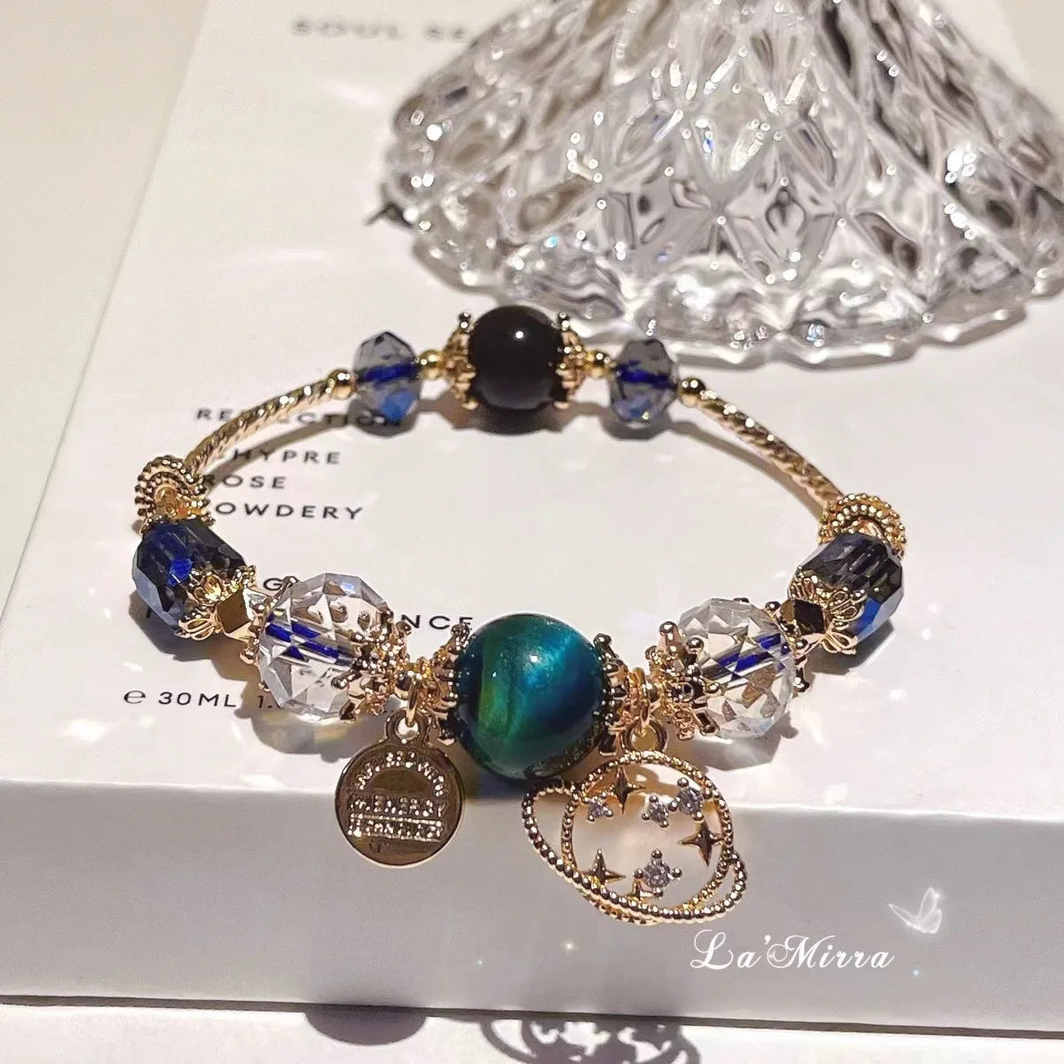 Blue Sandstone Crystal Star Bracelet | Starry Sky · Heart & Moon Charm Styles