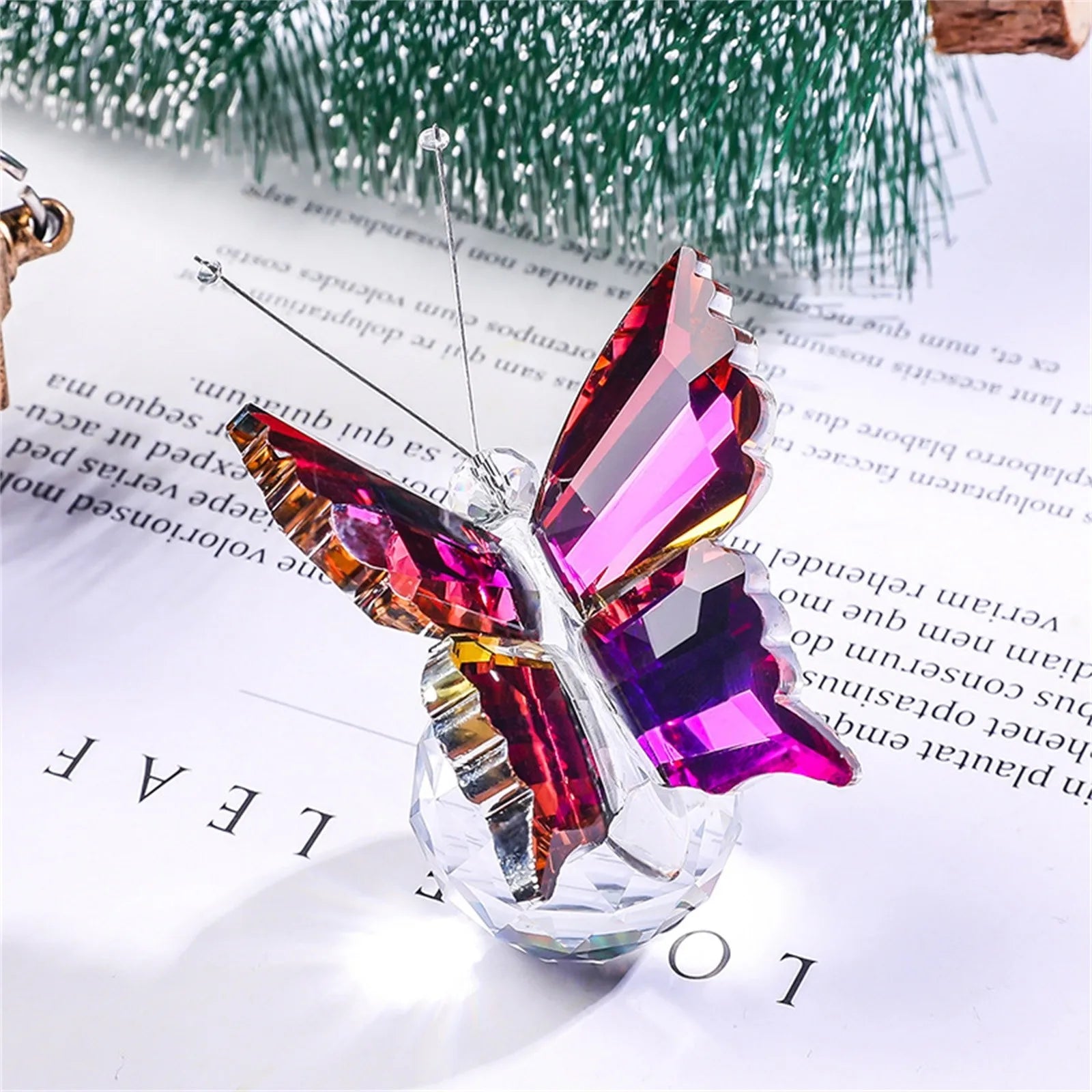 Crystal Cut Butterfly Ornament — Glass Figurine Desk & Home Décor