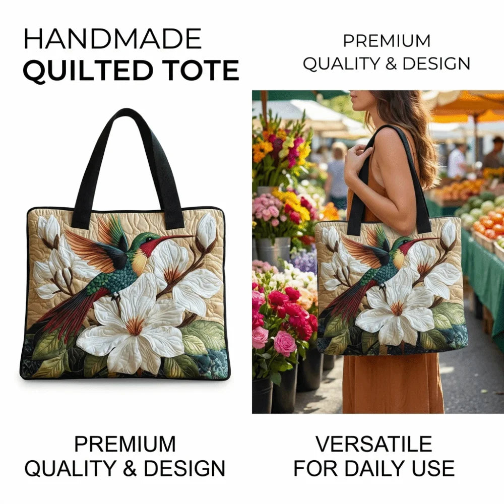 Vintage Quilted Canvas Tote Bag | 3D Art Prints for Nature & Animal Lovers