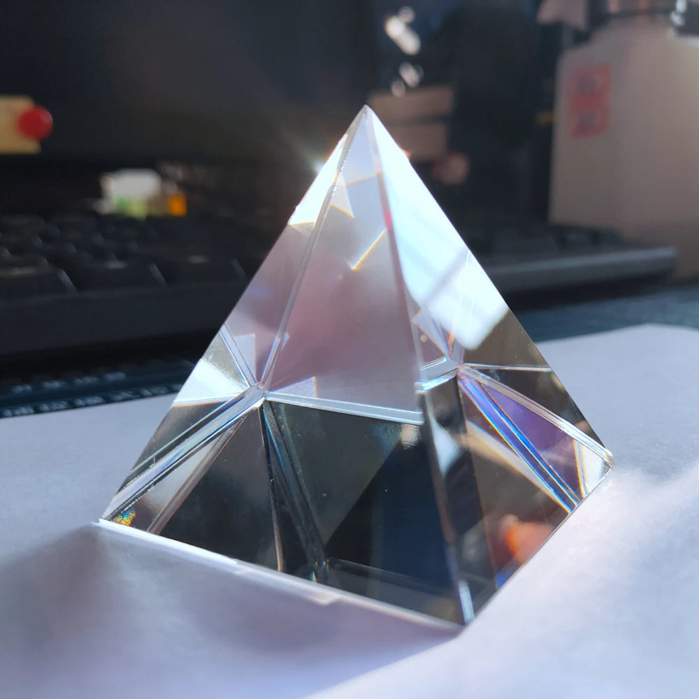 Crystal Glass Pyramid Prism — Rainbow Light Desktop Décor