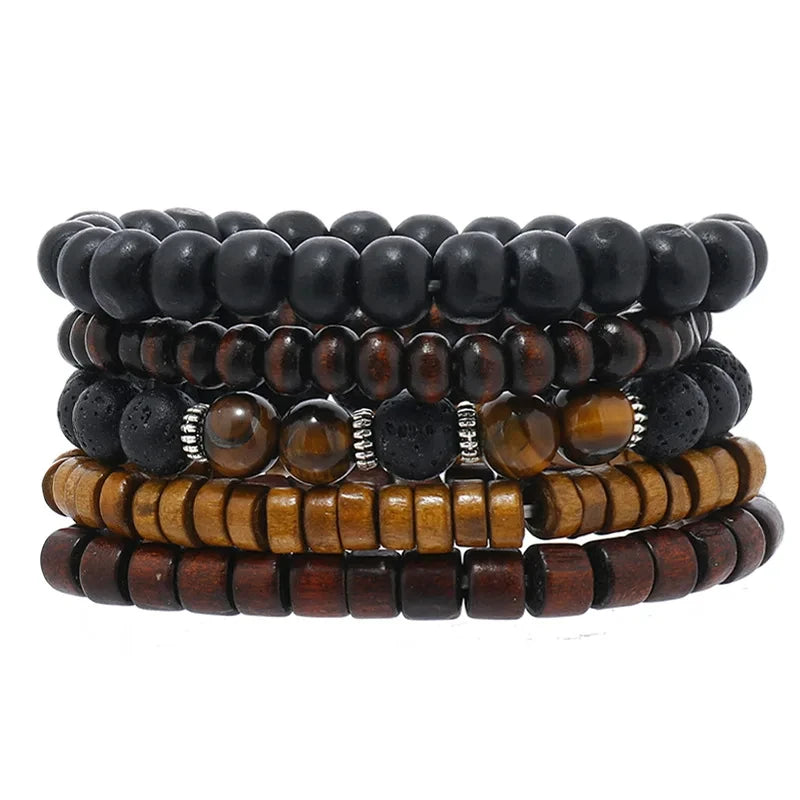 Vintage Multi-Layer Wooden Bead Bracelet | Boho Stacking Bracelet