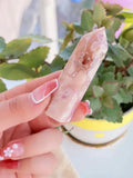 Cherry Agate Crystal Tower — Natural Pink Sakura Quartz Point