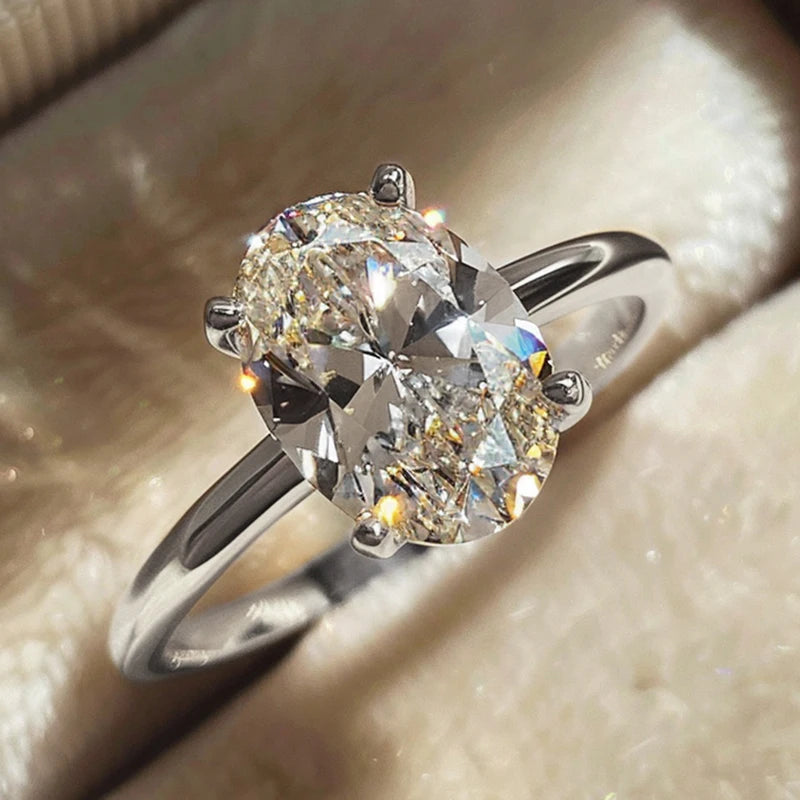 925 Sterling Silver Zircon Oval Ring