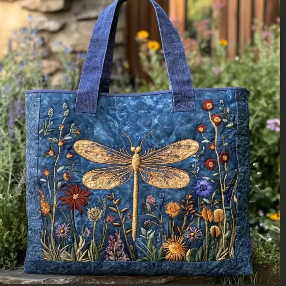 Quilted-Look Canvas Tote Bag | Floral & Animal Designs