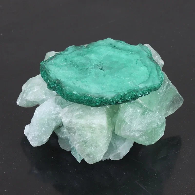 Raw Crystal Cluster Candle Holder — Amethyst, Fluorite & Quartz