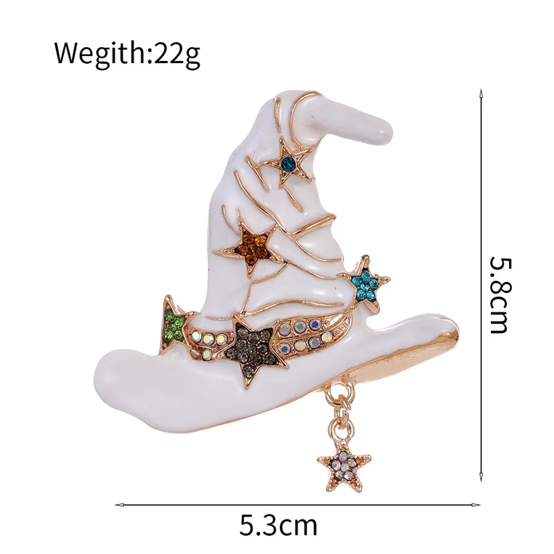 Witch Hat Star Brooch Pin | Gothic Halloween Jewelry Accessory