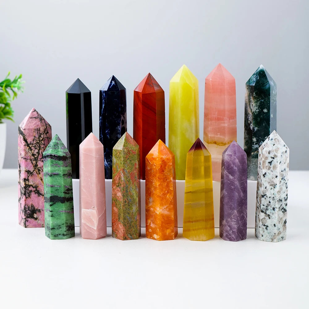 Natural Crystal Tower Wand — Choose Your Stone | Reiki Healing Point for Home Decor & Meditation