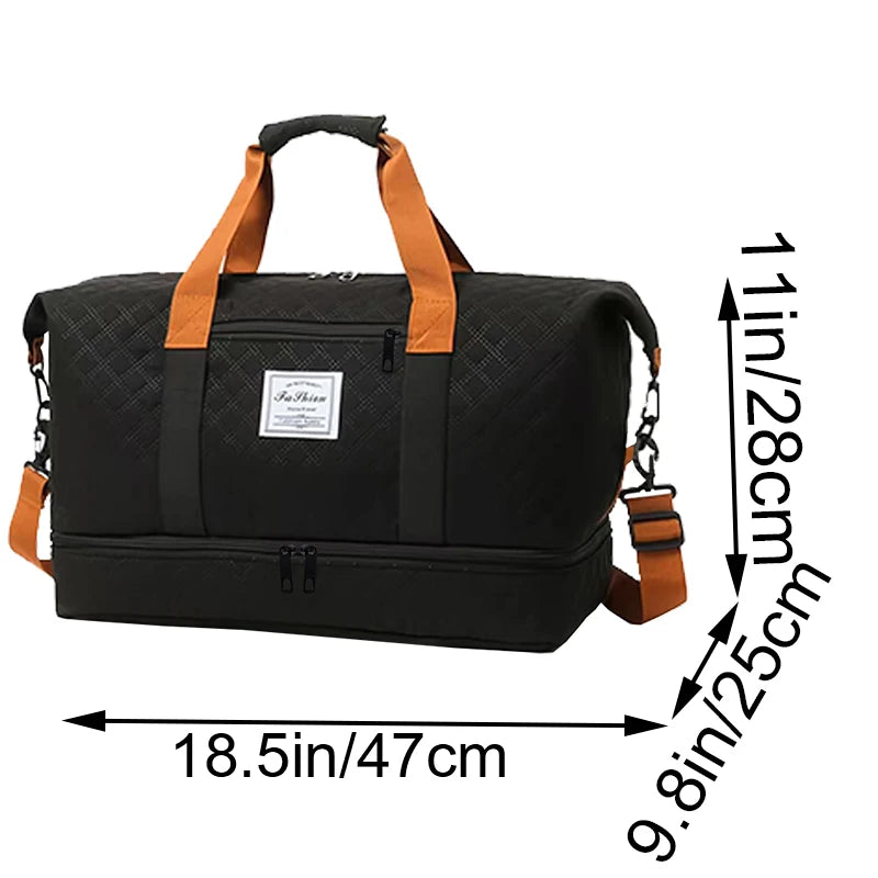 Quilted Travel Duffle Bag | 4 Colors | Wet & Dry Compartment
