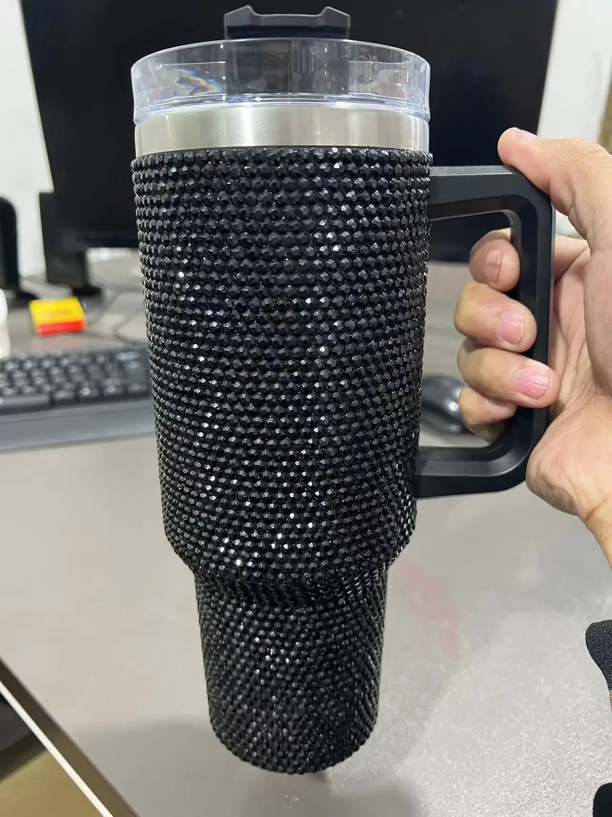 40oz Rhinestone Diamond Tumbler | Shiny Glitter Travel Cup with Straw