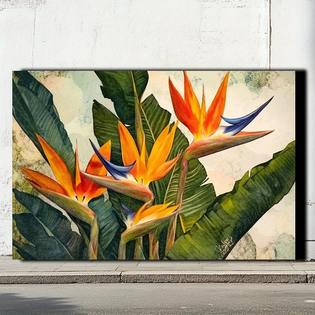 Tropical Orchid Wall Art — Boho Floral Canvas Print