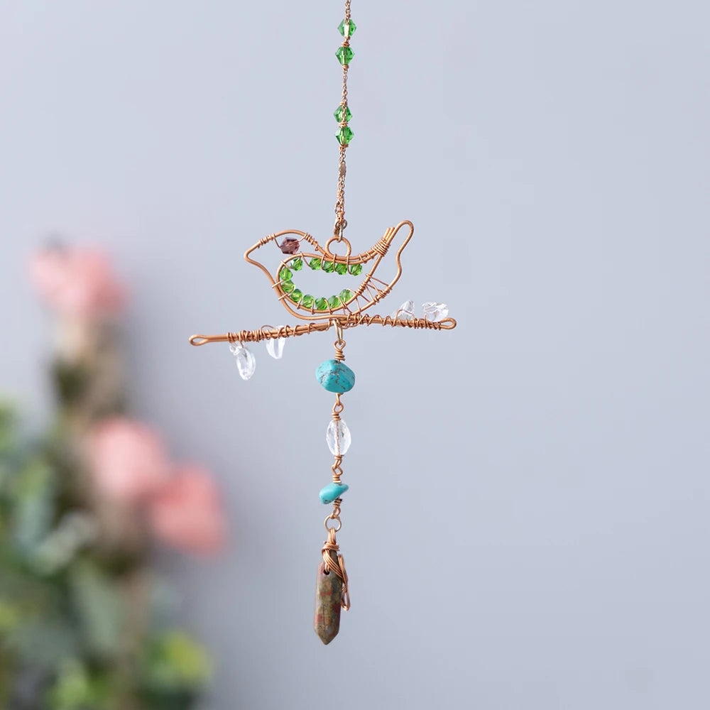 Handcrafted Crystal Wire Suncatcher — Celestial & Nature Prism Pendant