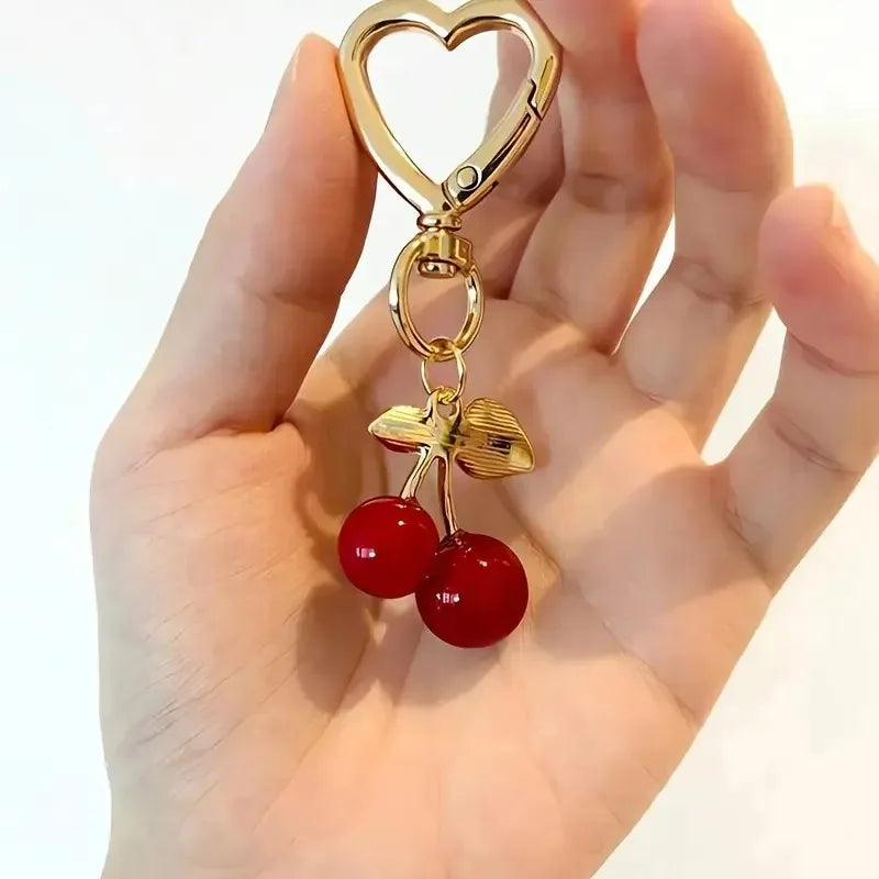 Cherry Blossom Heart Bag Charm | Lobster Clasp Purse Accessory
