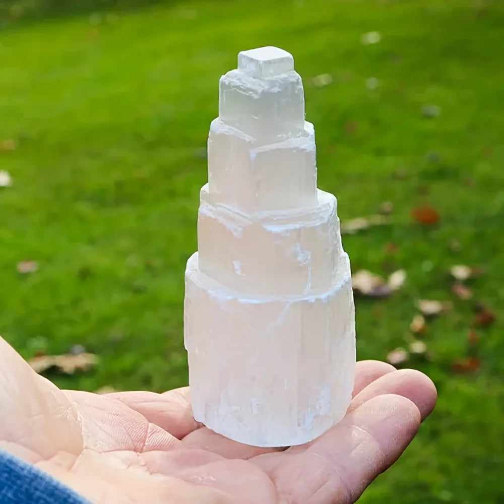 Natural Selenite Crystal Tower — Energy Cleansing Healing Stone for Home & Meditation