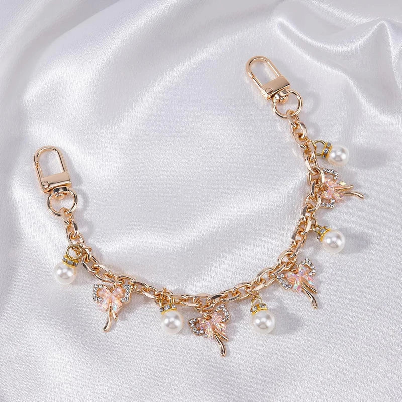 Gold Mushroom & Pearl Bag Charm | Handbag Chain Pendant