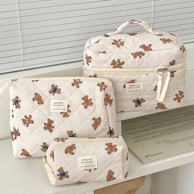 Cozy Bear Quilted Makeup Bag | Three Sizes