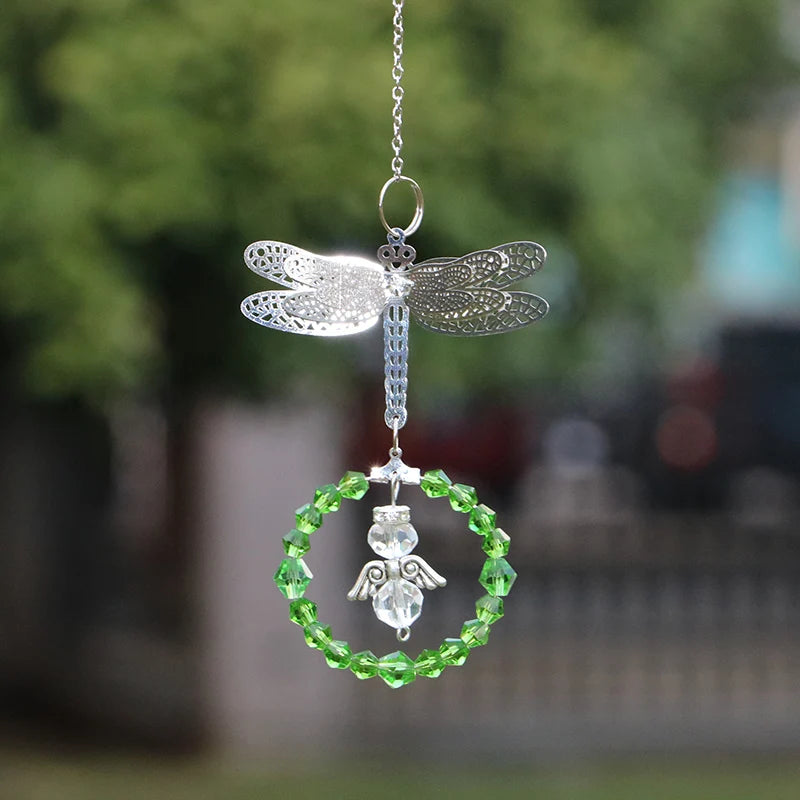 Dragonfly Crystal Suncatcher Pendant - Multicolored