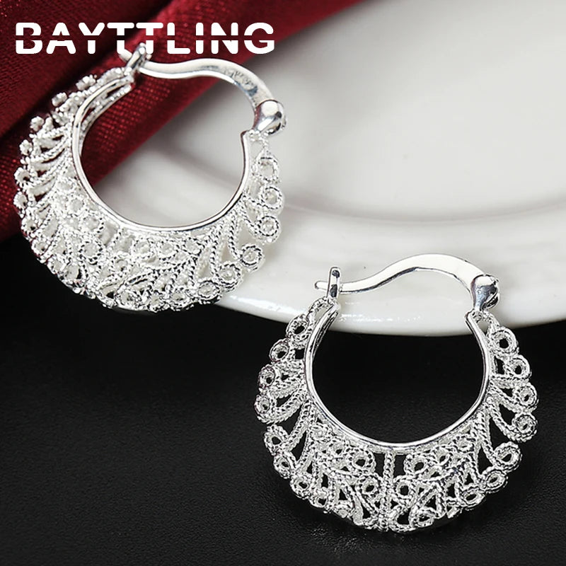 Hollow Round Hoop Earrings | Silver Style
