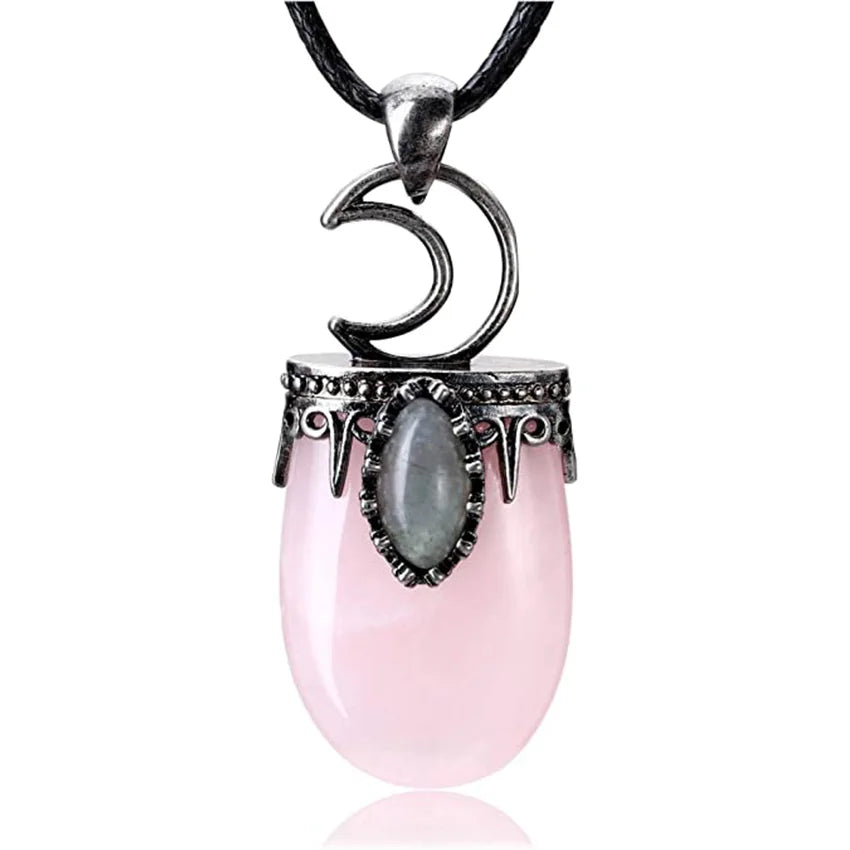 Rose Quartz Crystal Pendant Necklace | Wire Wrapped Healing Jewelry