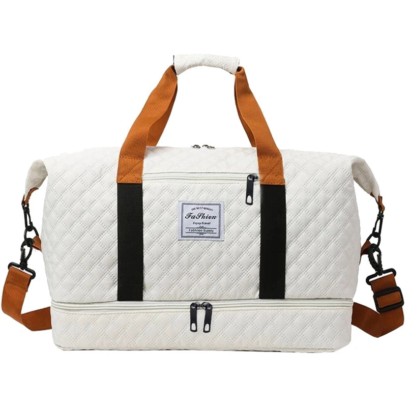 Quilted Travel Duffle Bag | 4 Colors | Wet & Dry Compartment