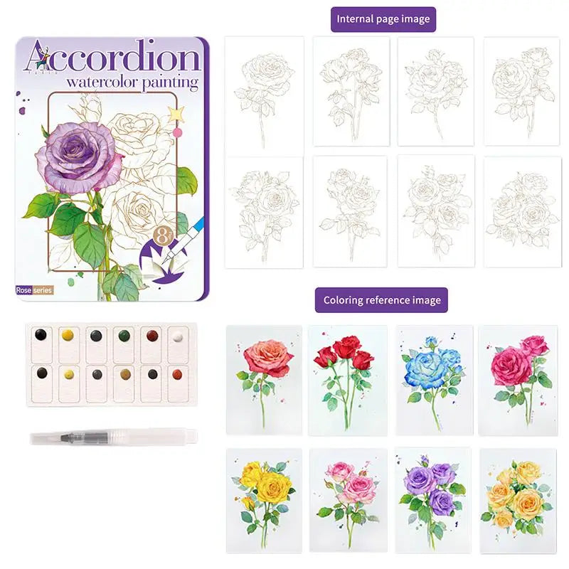 Portable Watercolor Painting Book with Built-In Palette | Foldable Art Kit