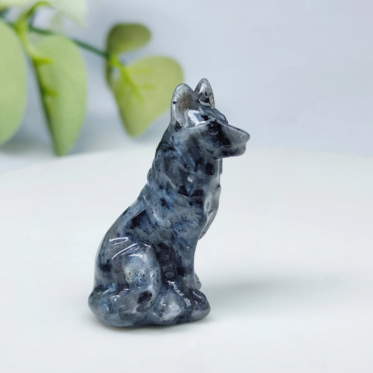 Hand-Carved Crystal Wolf Figurine | 4cm Healing Stone Carving