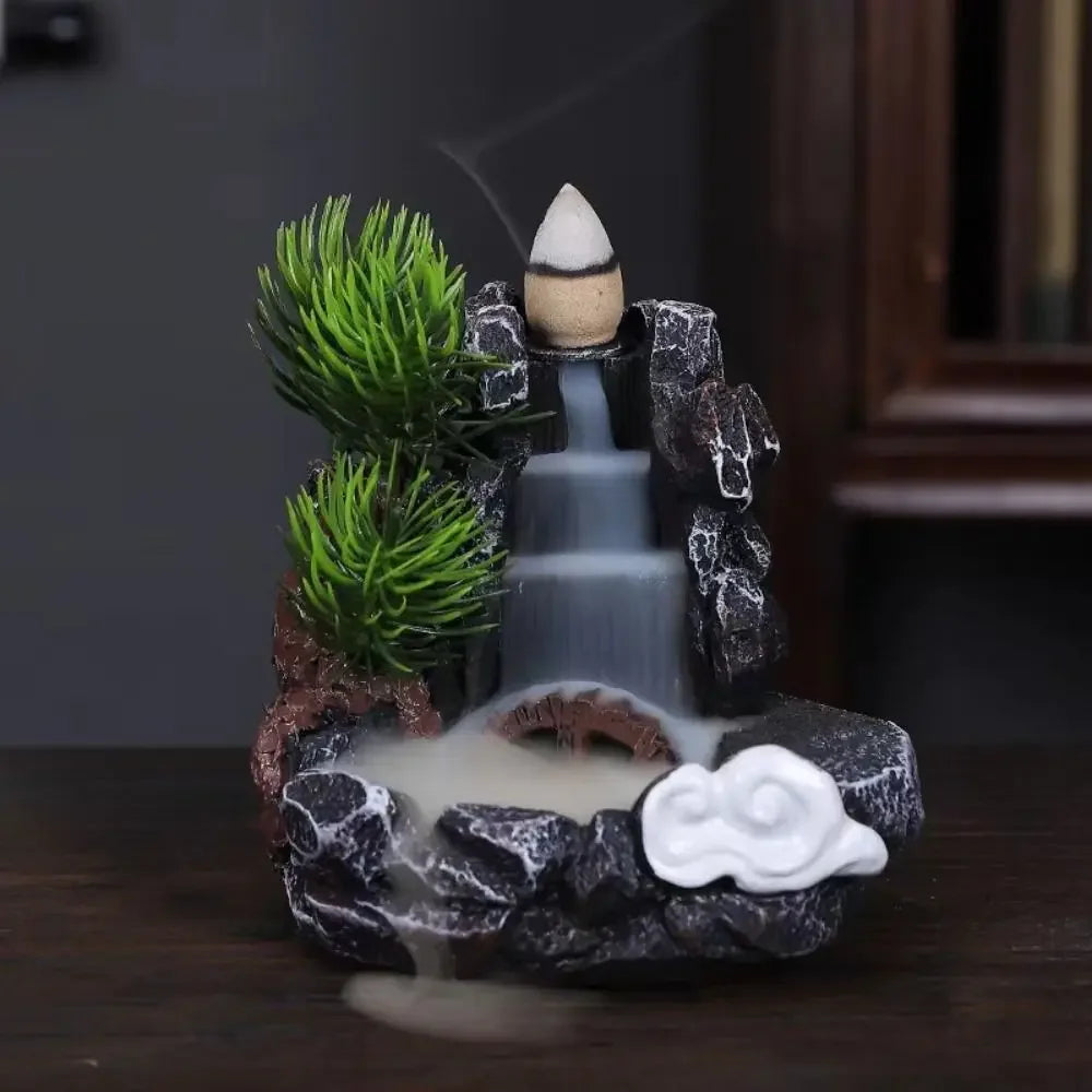 Waterfall Backflow Incense Burner – Resin Incense Holder for Home & Office