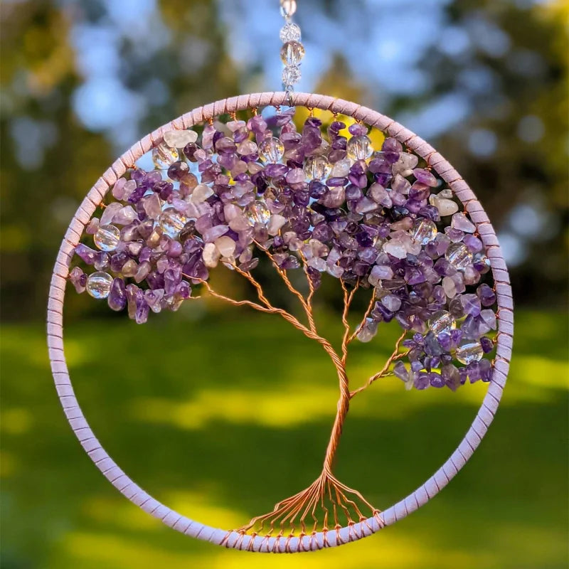 Tree of Life Crystal Wall Pendant | Amethyst, Rose Quartz, Lapis Lazuli & Citrine